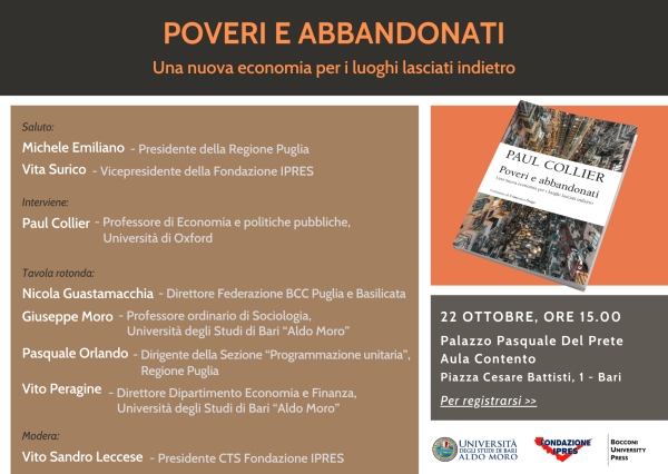 Seminario di presentazione del volume &quot;Poveri e abbandonati&quot; di Paul Collier