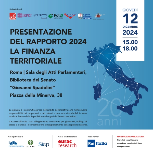 Presentazione del Rapporto sulla Finanza Territoriale 2024